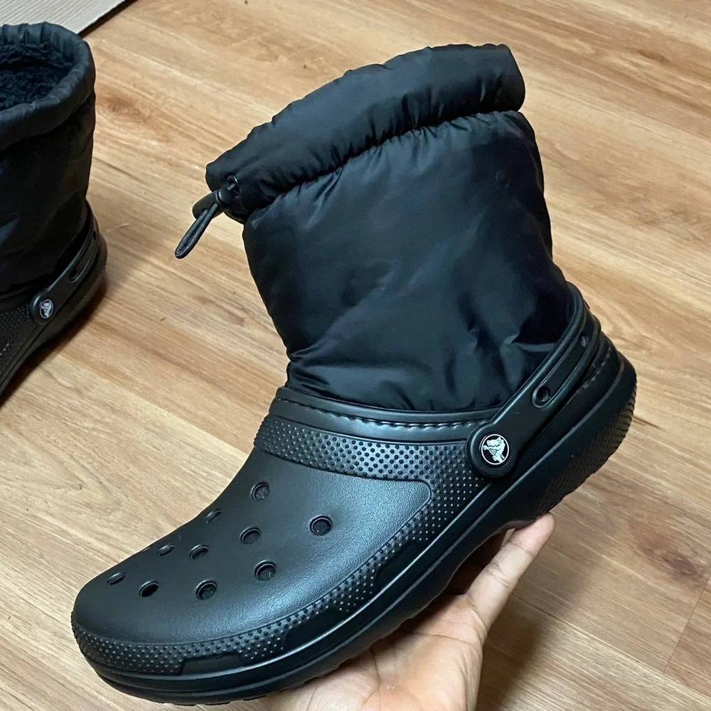 CROCS Classic Lined Neo Puff Men's Black Rain & Snow Boots Size 10